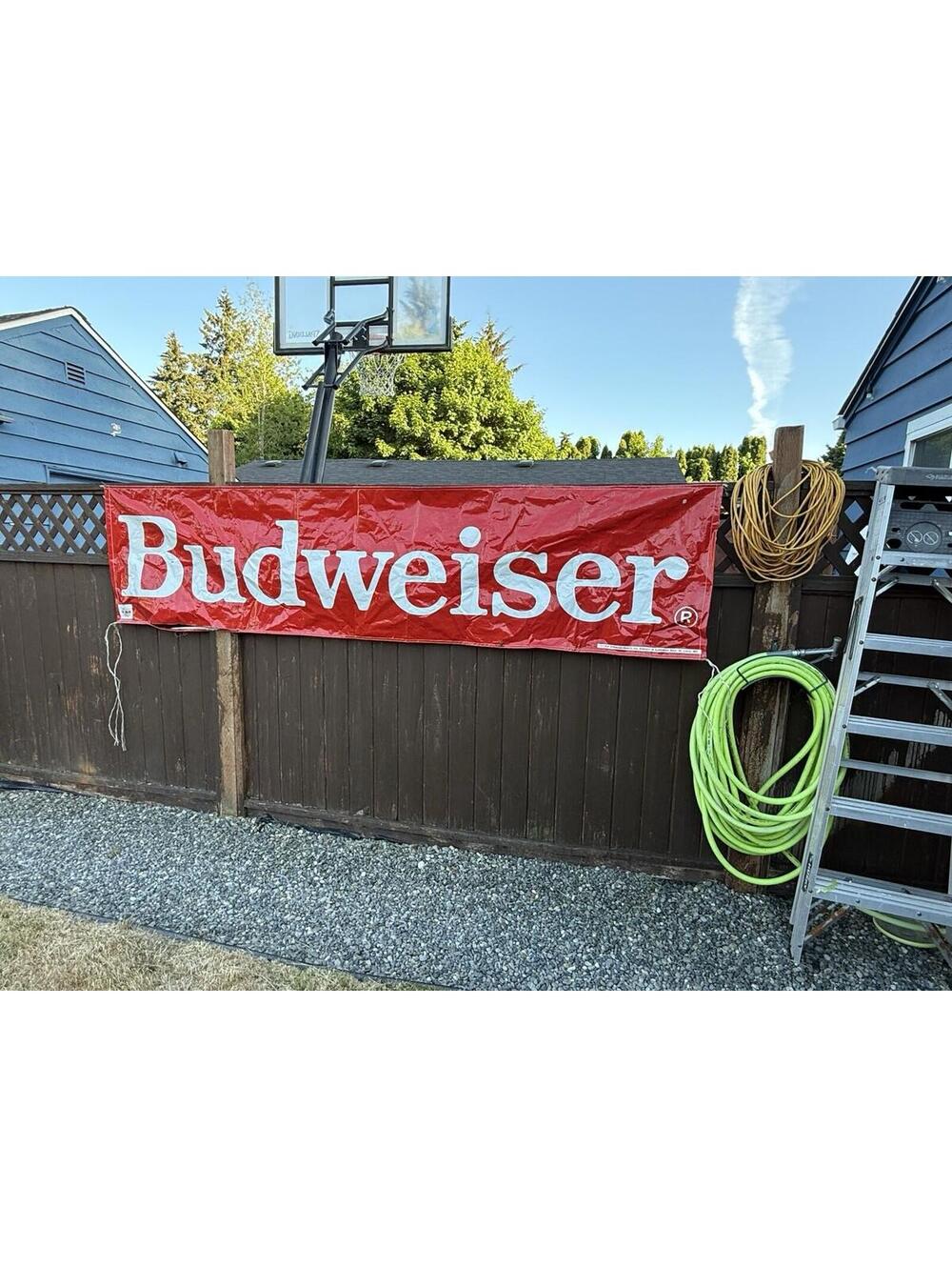 Vintage Budweiser Vinyl Banner Large Outdoor Hanging Display Sign 1988